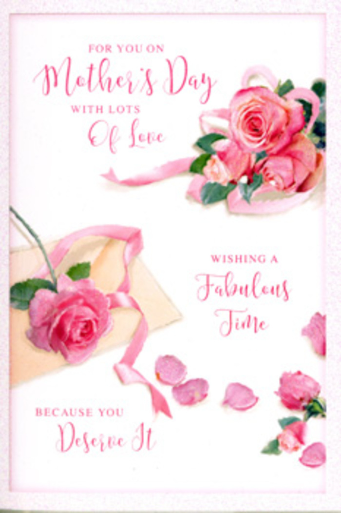 In this image, a Mother's Day card is presented as a gentle still life, as if laid out on a florist's table in Barnet just after the morning rush. The main focus is a lush spray of pink roses printed with remarkable realism, their petals unfolding in soft concentric layers that give each bloom a plush, almost cushion-like depth. The roses vary subtly in tone, some leaning towards a pale, almost pearly blush, others shaded into a deeper romantic pink, reminiscent of rose bushes climbing along garden fences in High Barnet. Around this focal cluster, smaller buds and loose petals are scattered across the card's pale background, like soft echoes of the main bouquet. These petals have slightly ruffled edges and gentle curves, suggesting the delicate way real petals curl as they open and fall. A slim, pastel ribbon loops around the largest gathering of roses, its relaxed, curved lines mimicking the natural arc of a hand-tied bouquet; the ribbon's soft sheen is hinted at by a few carefully placed highlights. Flowing across the design, a Mother's Day message is written in ornate, hand-lettered script, with looping capitals and elongated strokes that look like they were penned with a calligraphy nib. The text seems to float lightly over the flowers rather than crowd them, leaving breathing space between words and petals. Soft, even lighting bathes the entire card, with faint shadows creating a subtle sense of depth without any harsh contrast, evoking the calm of a bright yet overcast day above Barnet's tree-lined streets. The card feels thoughtful and serene, something you might tuck alongside a bouquet ordered from a trusted local florist for delivery to mums throughout Barnet, celebrating their love with both beauty and sincerity.