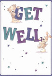 Bringing together the cheerful optimism and warmth that echoes through Barnet's welcoming streets, this get well card features two adorable characters-a teddy bear with a plush, honey-brown coat and a playfully floppy-eared puppy-who appear to leap right from the illustration, each holding and balancing the bold, colourful letters of 'Get Well.' Their gentle, joyful energy is almost infectious, making the message spring to life against a background of creamy white. Text hues of indigo and teal radiate calm and confidence, further enlivened by twinkling stars in shades of blue and violet that scatter across the card like well wishes drifting over Monken Hadley Common. Every detail-down to the soft, touchable depiction of fur-conveys a sense of comfort and hope, a bit like the tender touch of a hand-delivered bouquet from a Barnet florist. Here, the card becomes more than a message: it's an emotional balm, offering gentle reassurance and kindness to anyone on their path to recovery in the heart of Barnet.